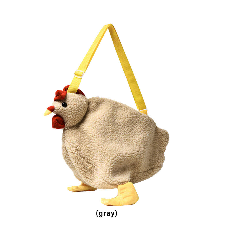 Cute Women Crossbody Purse Cartoon Chicken Shaped Kids Fleece Crossbody Bag