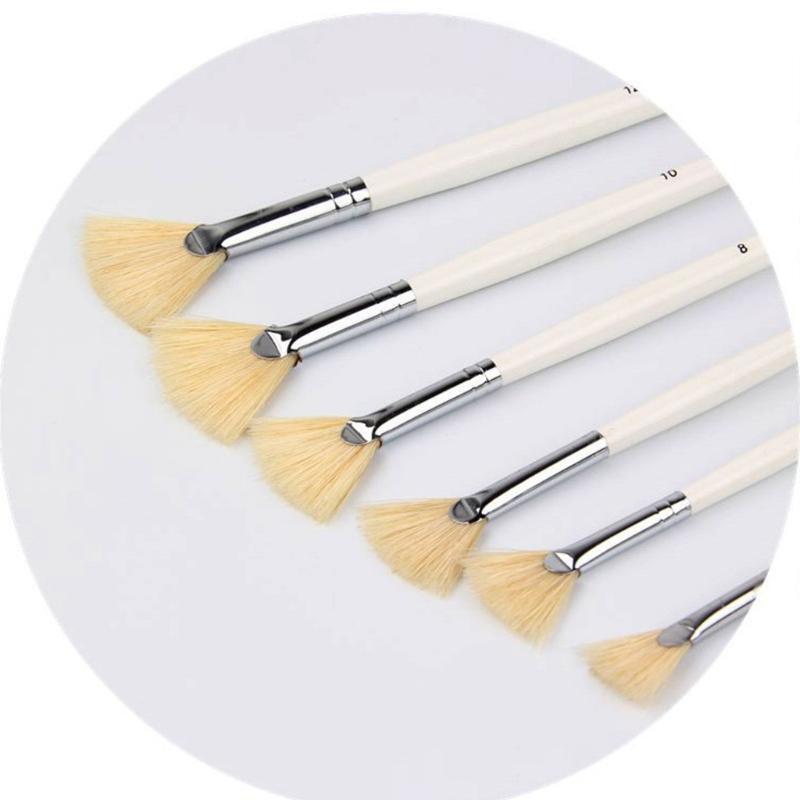 32cm/12.6in Drawing Paints Long Bristles 6 Pcs Fan-shaped Oil Painting Pen Brush