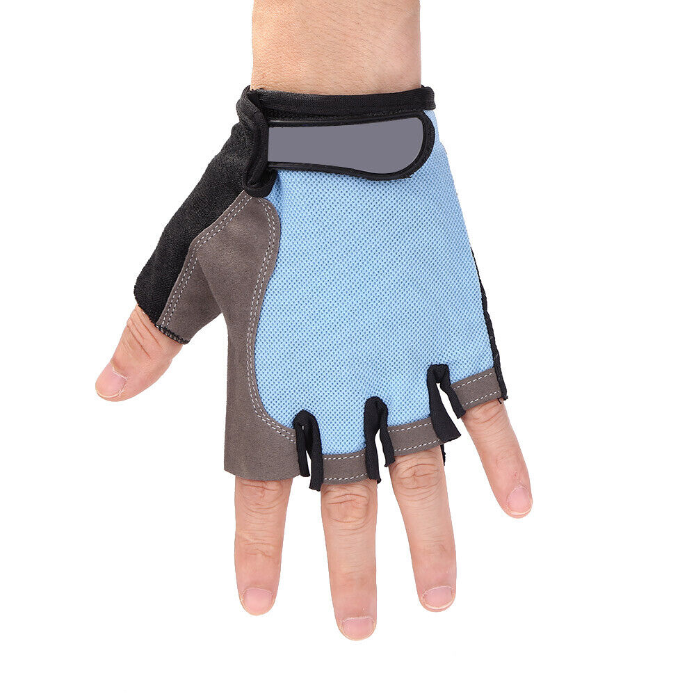 Cycling Non-Slip Half Finger Gloves Breathable Sport Glove (Light Blue XL)
