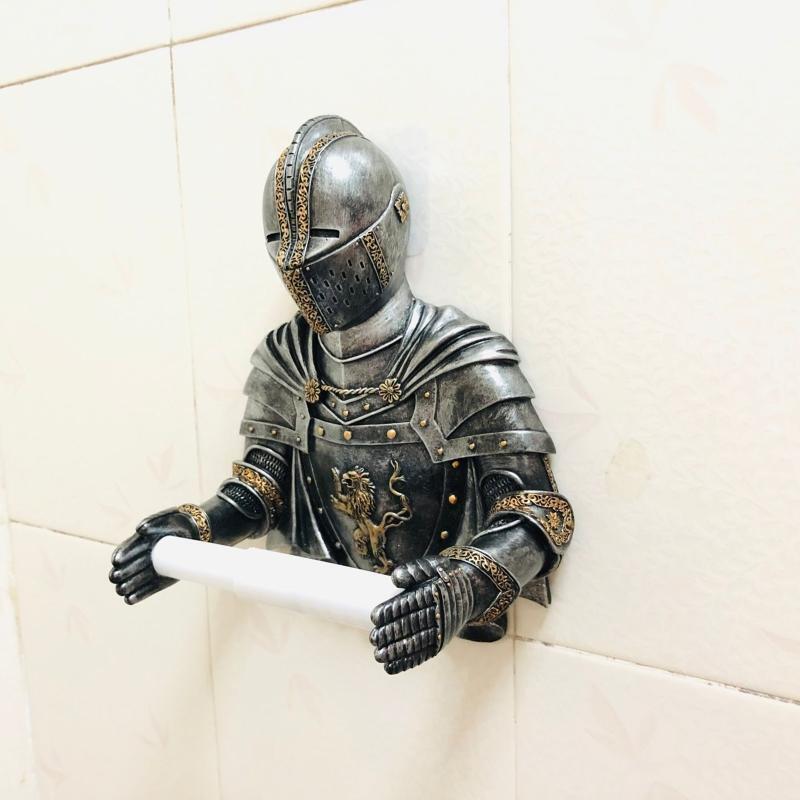 Creative Tissue Roll Dispenser Medieval Statue Knight Paper Towel Holder