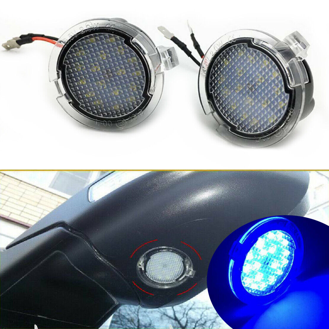 2x Blue Full LED Under-Mirror Puddle Lights fit for Ford F150 Edge Flex Mondeo