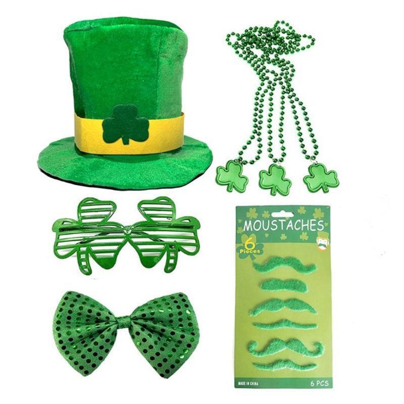 Saint Patricks Day Accessories Kit Irish Festival Costume Set Shamrock Hat