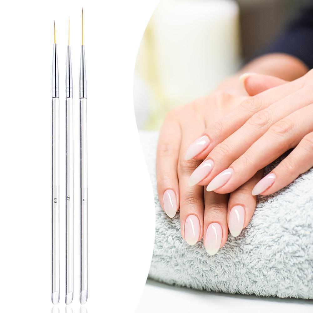 3pcs Transparent Rod Nail Art Pen Drawing UV Gel Pen Manicure Tools Set