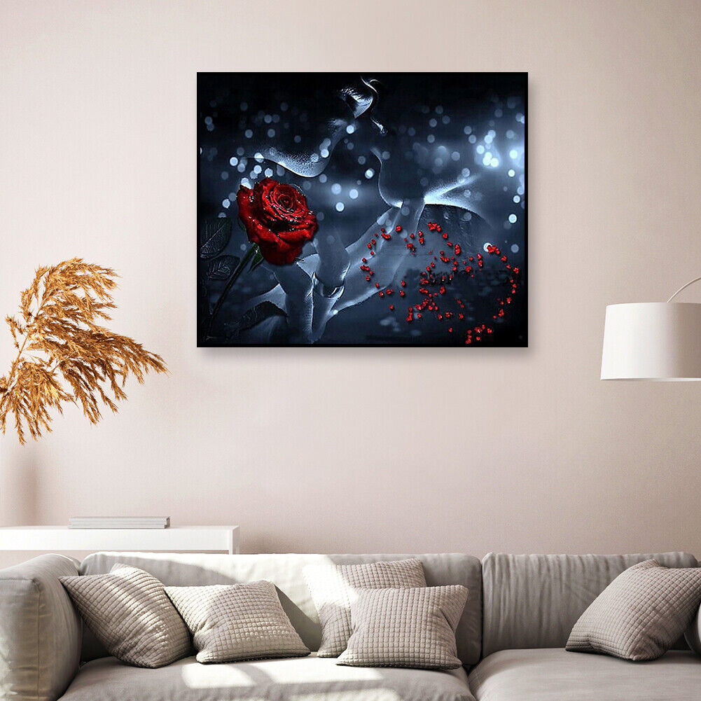 Full Drill Round Diamond Painting DIY Rose Lover Mosaic Kit for Bead Art