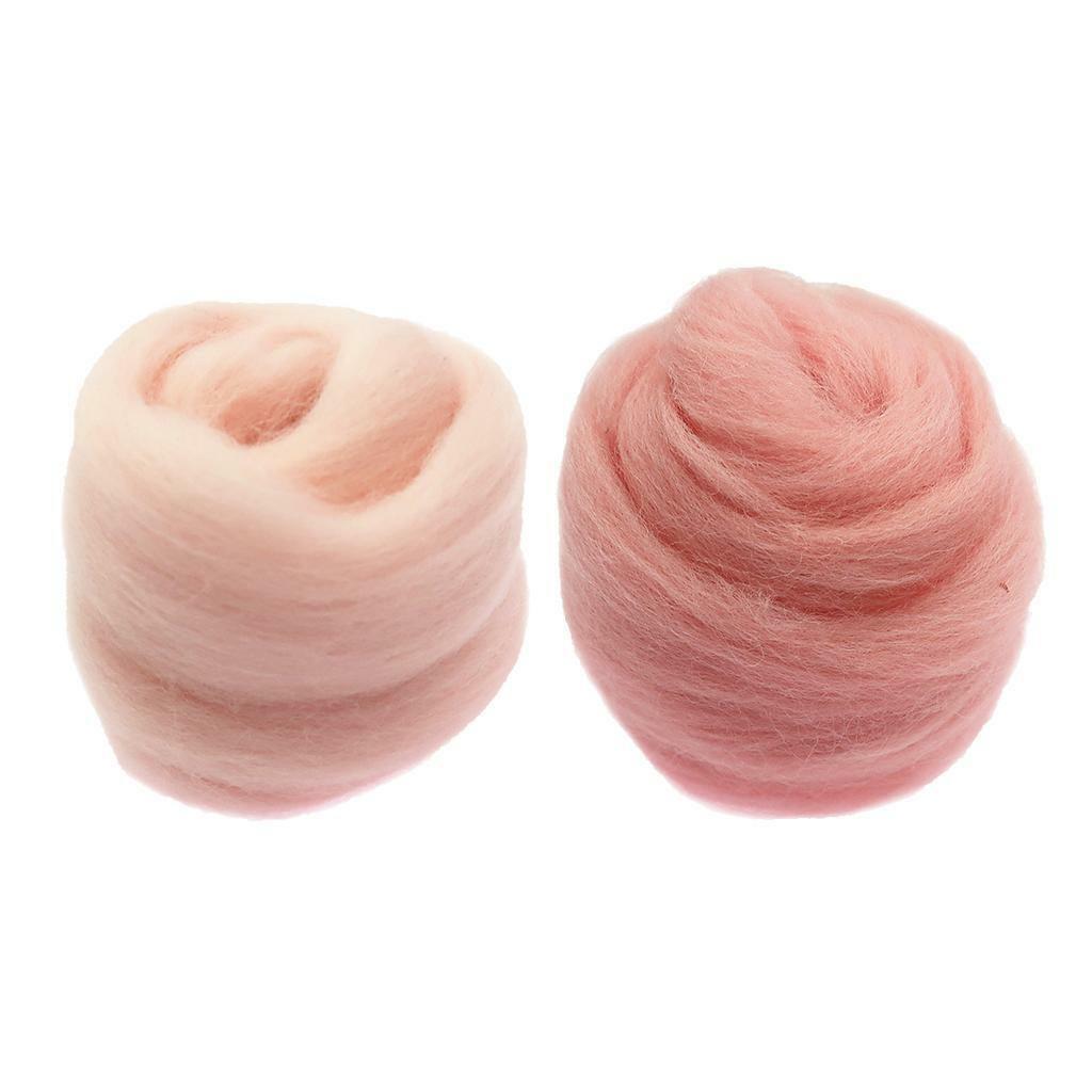 2 Pcs soft and wool Roving for Needle Felting Craft DIY 10g Pink + Light Pink