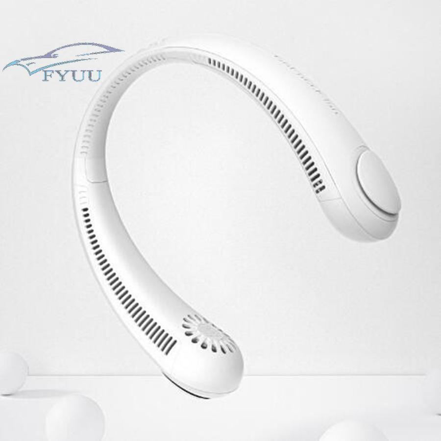 White USB Portable Hanging Neck Fan Air Cooling Little Electric Air Conditioner
