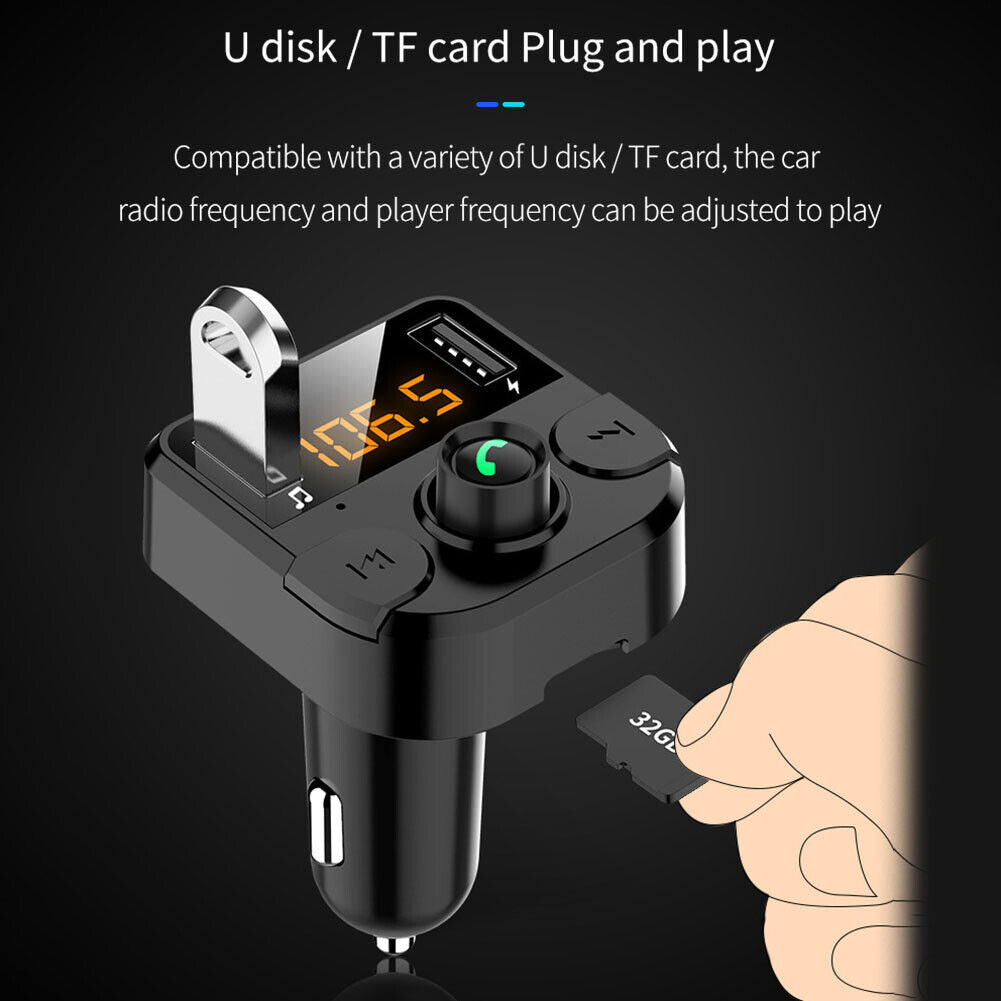 2 USB Fast Charger Bluetooth-compatible MP3 FM Receiver Transmitter for Car