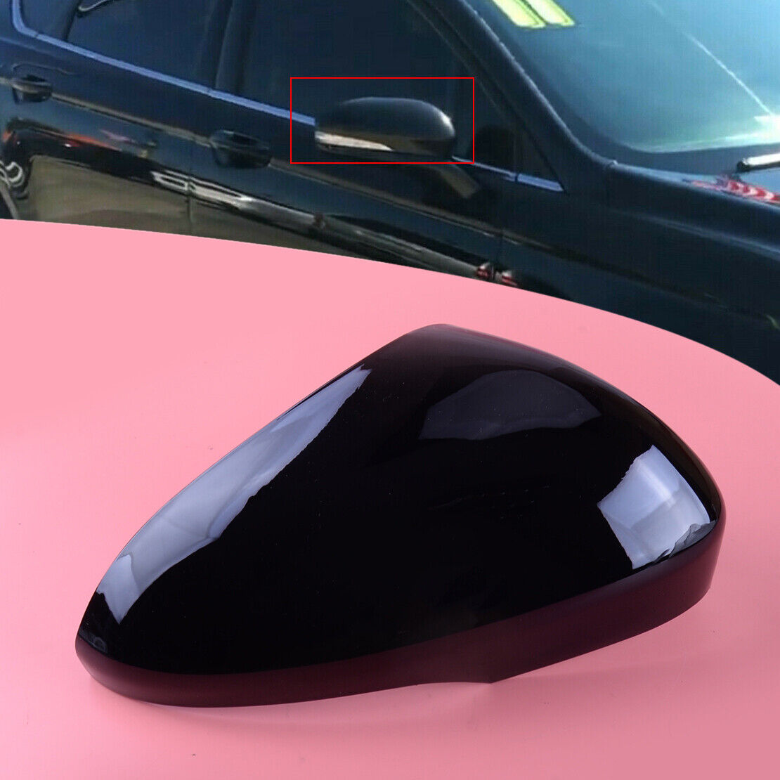 Right Glossy Black Side View Mirror Cover Cap Fit for Ford Fusion Mondeo 2014-20