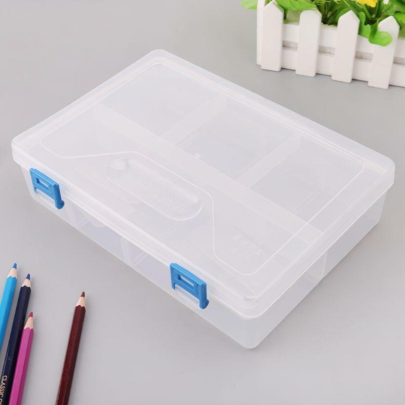 Double Layer Pencil Case Transparent Plastic Pen Storage Box Kids Stationery