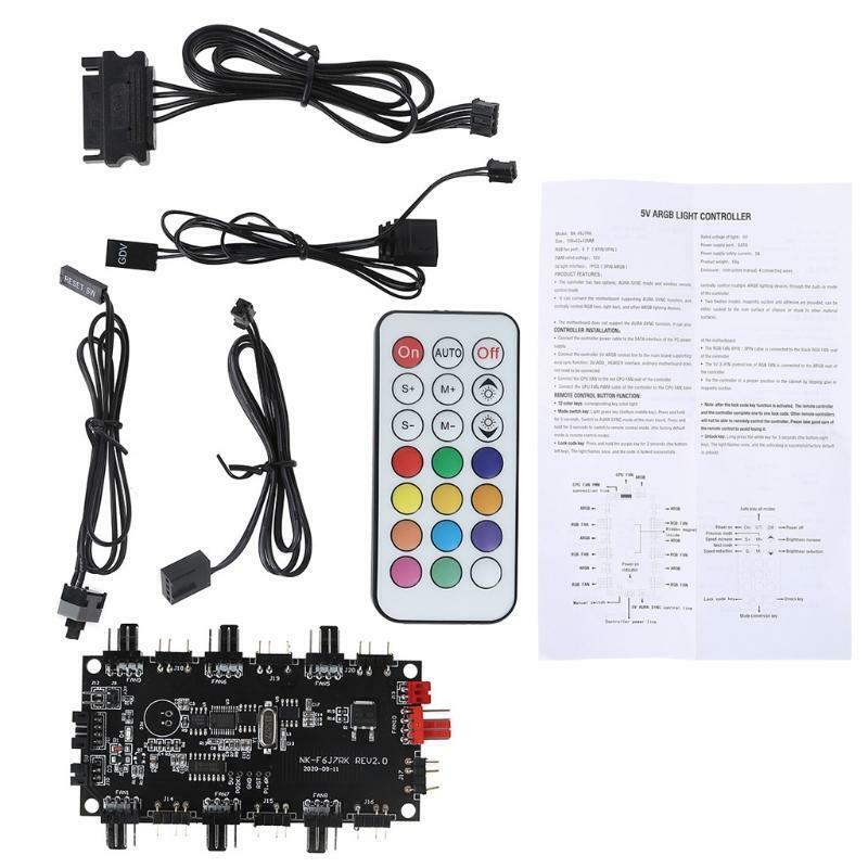 5V 3Pin  Wireless 5V RGB  2-in-1 PWM & ARGB Controller Hub 8 Ports 12V 4Pin Fan