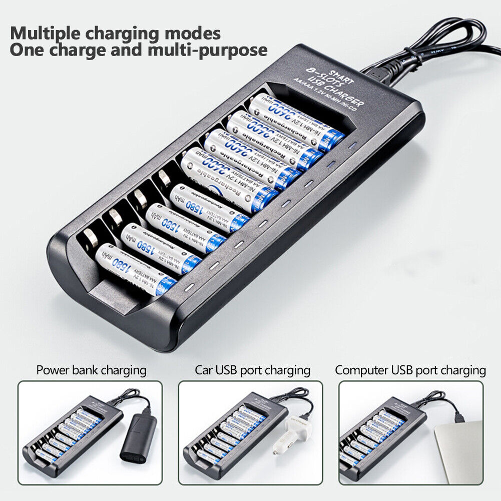 1.2V 8 Slot USB Battery Charger for AA/AAA Ni-MH/Ni-Cd Rechargeable Battery