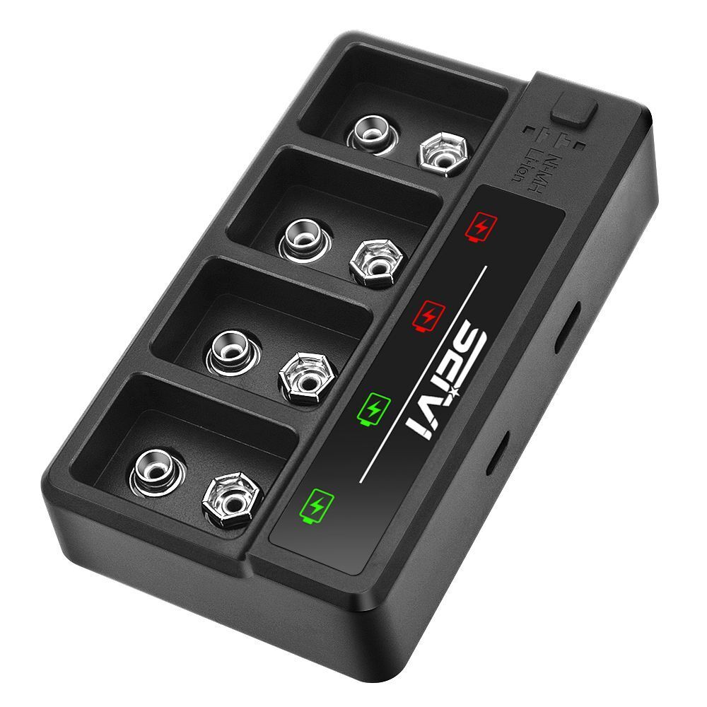4 Slot Adapter Fast Charging Dock For 9 Volt NIMH Lithium Li-ion Batteries