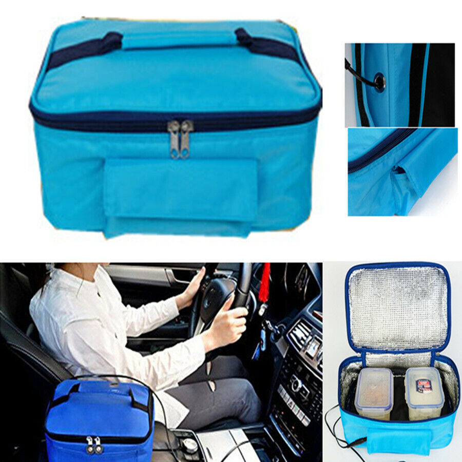 Blue Heating Bag Drive Picnic Camping Electric Oven Mini Hot Food Bento Tote