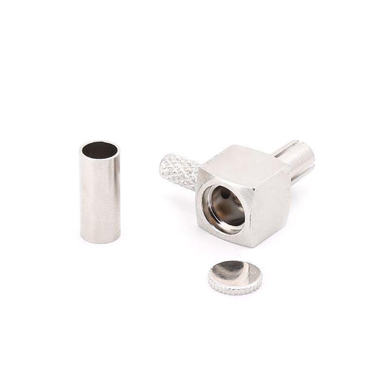 TS9 Male Plug RF Connector Right Angle 90 Degree Crimp Coaxial Adapter For RG174