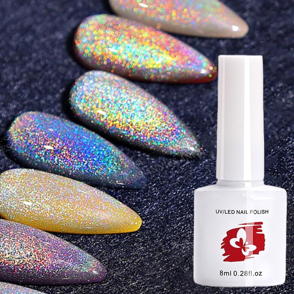 Cat Eye Nail Gel Holographic Glitter Magnetic Gel Colorful Reflective Glitter