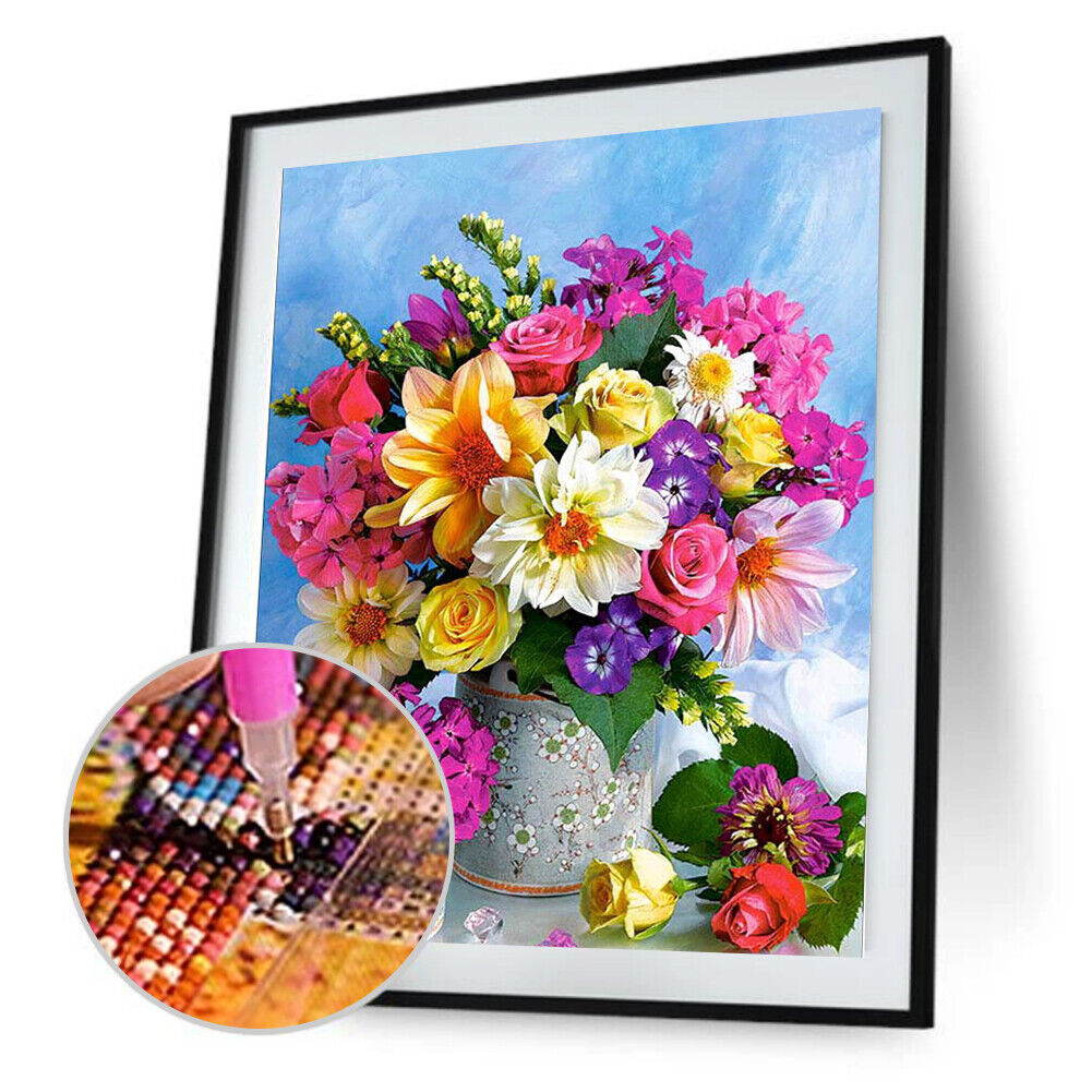 Flower DIY Round Rhinestone Diamond Painting Embroidery Kits Cross Stitch