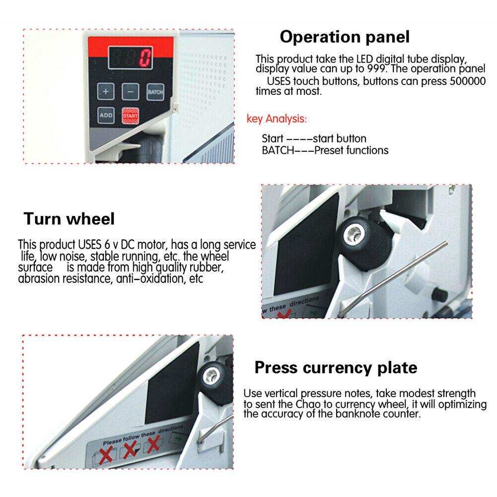 V40 Portable Mini Cash Count Money Currency Counter Counting All Bill EU Superb