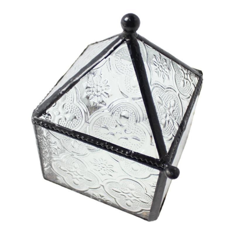 Four-sided Spire Geometric Ring Box Glass Jewelry Storage Box Wedding Engagement