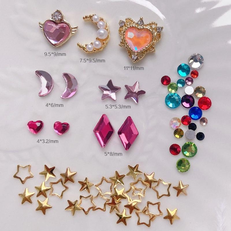 Flatback Nail Studs Nail Art Charms And Rhinestones Moon Star Heart Nail Charms
