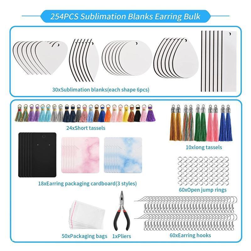 Sublimation Blank Heat Transfer Earrings Various Shapes Pendants with Jump Rings