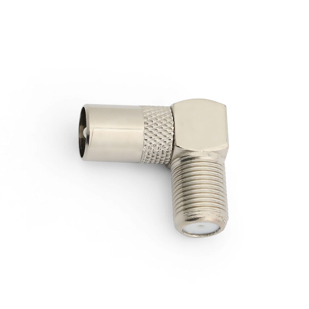 F Female To TV Male Aerial Male Adapter Satellite Coax Connectors Right Angled