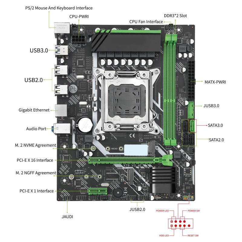 X79 6M Professional Motherboard LGA 2011 DDR3 SATA3.0 NVME M.2 for Xeon E5 2689
