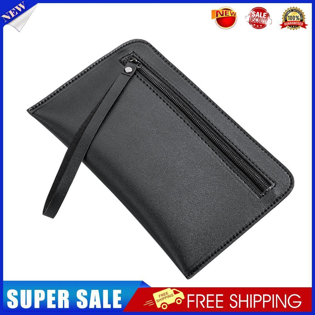 Women Solid Zipper Clutch Wallet Leather Coin Purse Soft Phone Bags (Black)