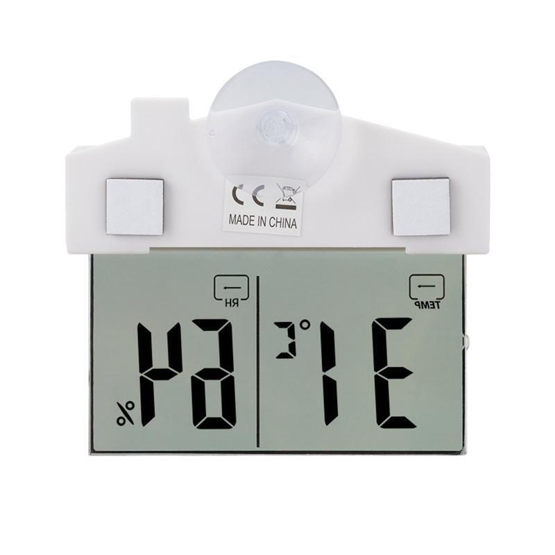 LCD Digital Display Thermometer Humidity Meter  Suction Cup Hanging Design