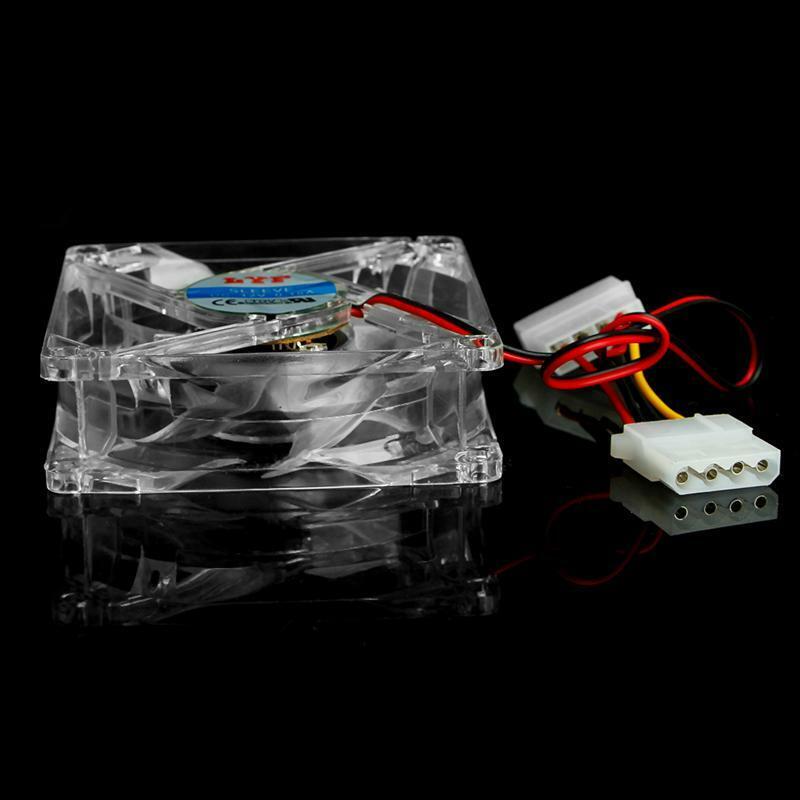 Clear 4-LED Blue Neon Light 80mm 12V 0.18A PC Computer Case Cooling Fan 8025