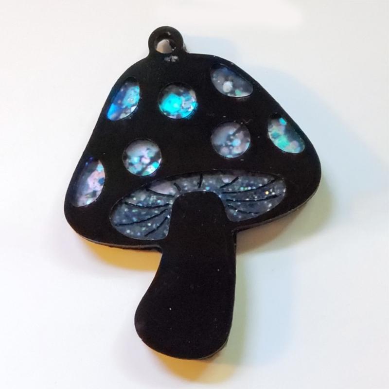 Shiny Toadstool Mushroom Pendant Silicone Mold Keychain Necklace Casting Mold
