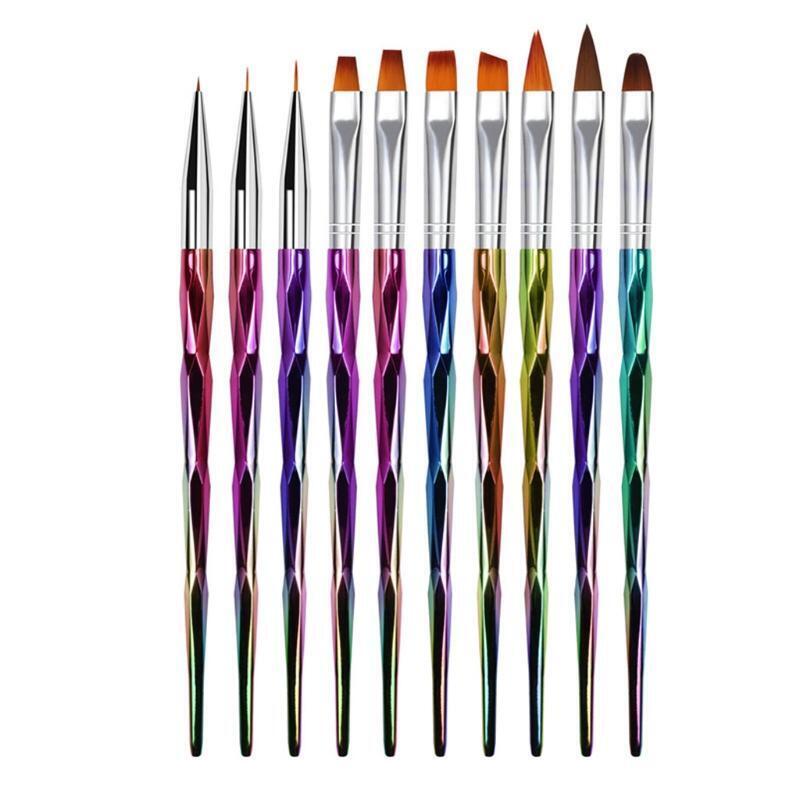 10 Pcs/Set Nail Art Dotting Flower Carving Brushes Nail Art Pen for Home Salon