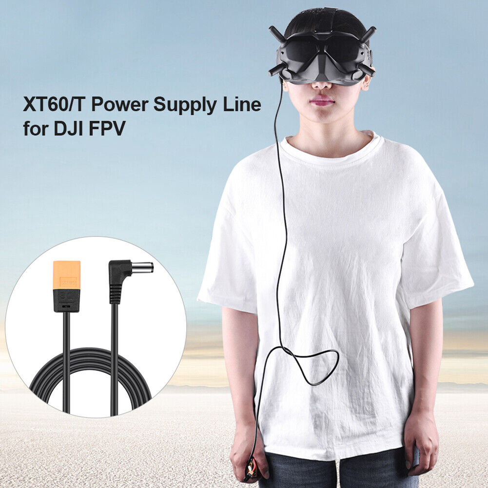 4ft Power Cable XT60 Male to DC Male Right Angled Cord for DJI FPV Goggles