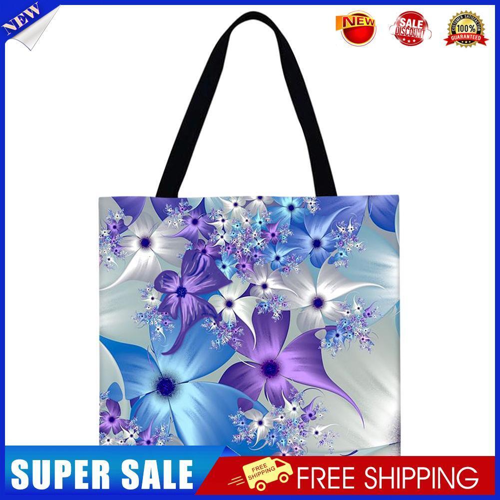 Flowers Printed Shoulder Shopping Bag Casual Large Tote Handbag (40*40cm)