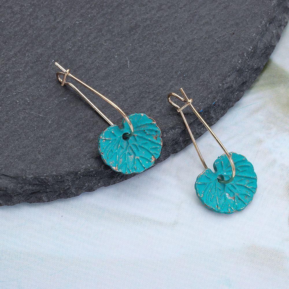 Jewelry Green Party Non-Contrasting Lotus Earrings Aesthetic Exquisite Leaf