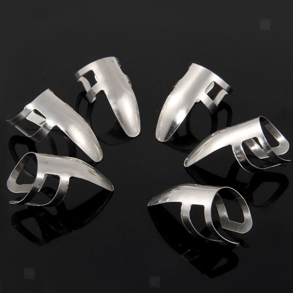 6pcs Stainless Steel Plectrum Thumb Finger  for Guitar Bass Instruments