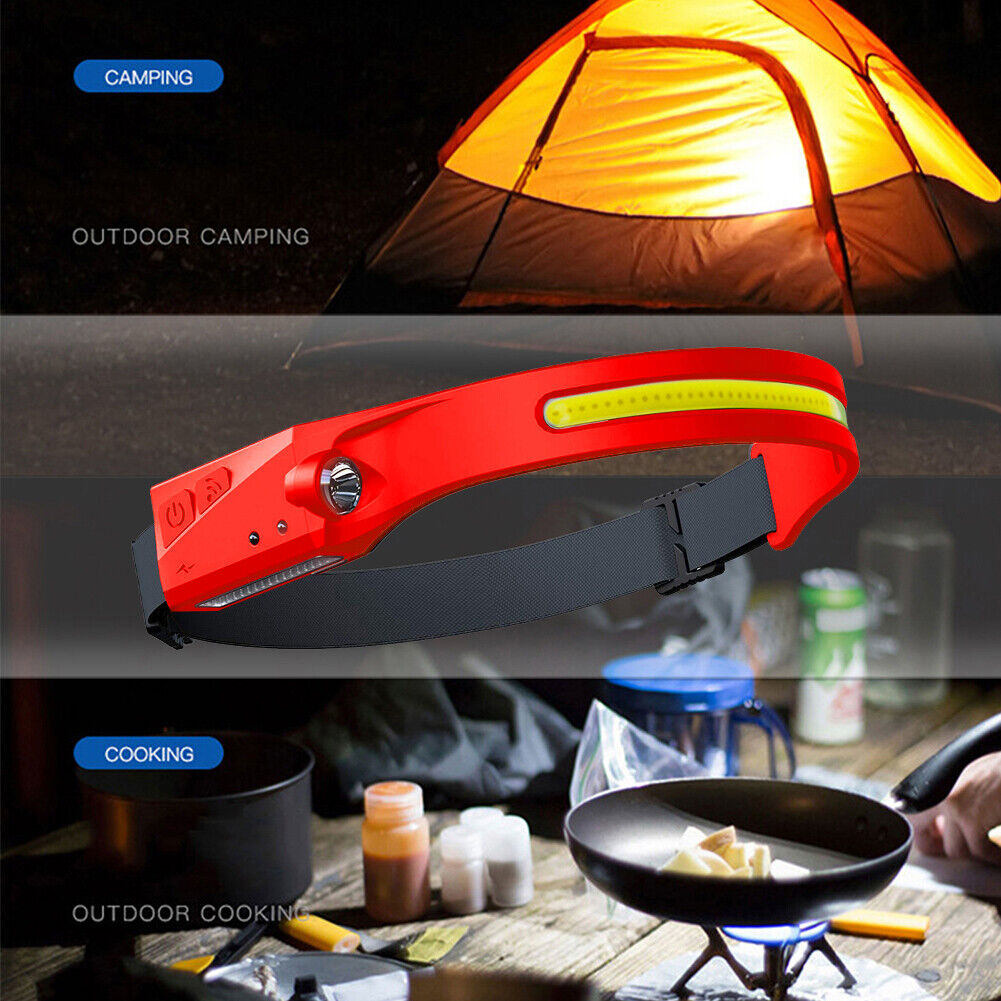 2pcs Waterproof LED Headlamp Outdoor Cycling Running Work Light (Black+Red)