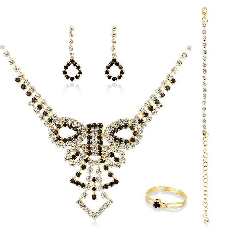 Women's Bridal Jewelry Set for Wedding Crystal Teardrop Pendant Necklace Earring