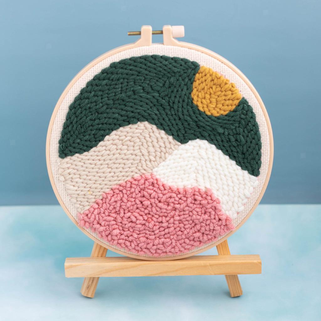 Punch Needle Kits with  Tools Soft Yarn for  Landscape Scenery