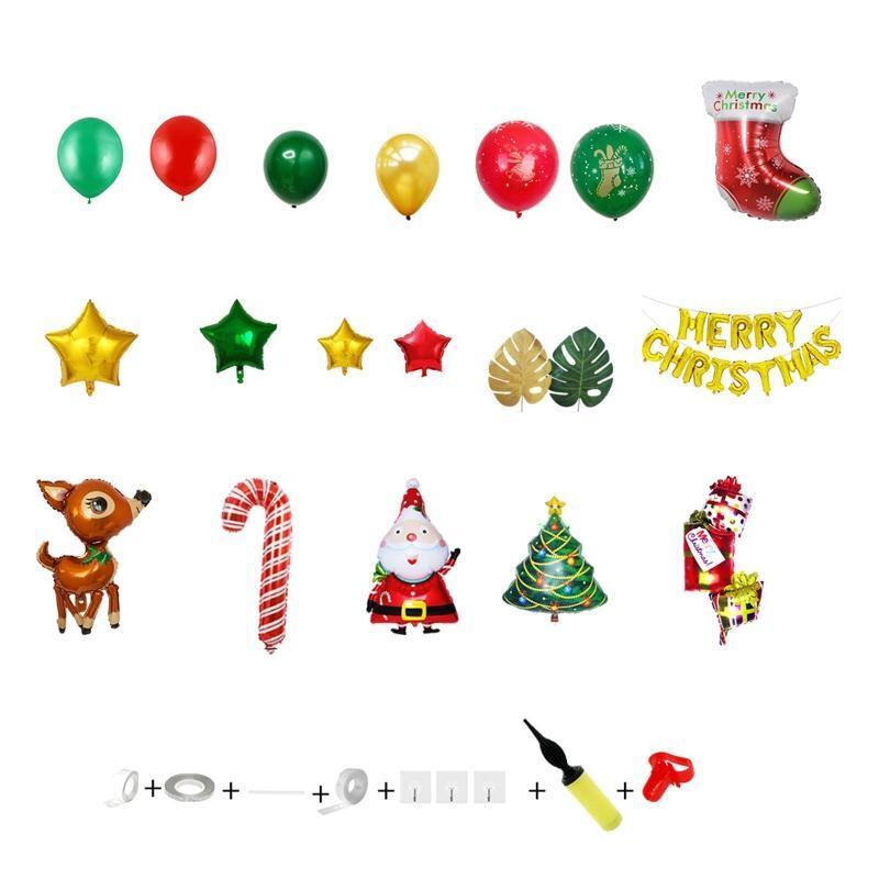 203pcs/set Merry Christmas Balloons Santa Claus Elk Tree Star Latex Foil Balloon
