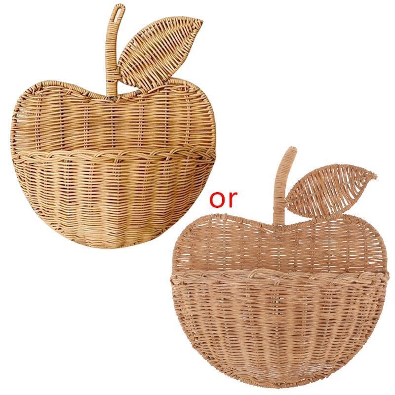 Hanging Clothing Home Decor Cute Hand Woven Fruit Shape Rattan Basket Organizer
