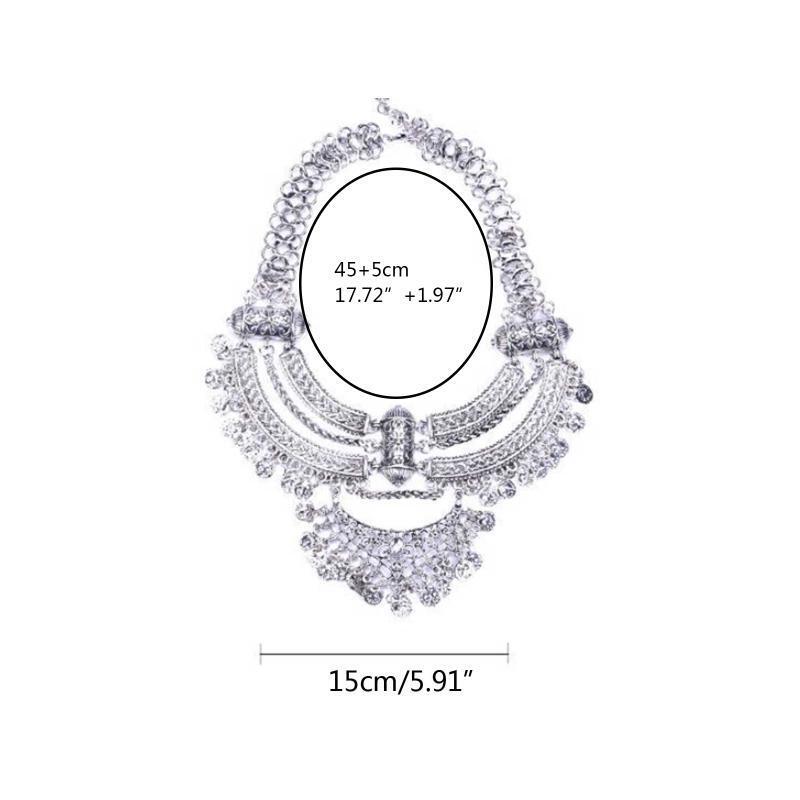 Fashion Bib Bohemian Statement Coin Necklace and Earrings Punk Ethnic Style