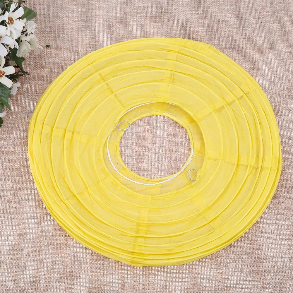 4 inch Round Chinese Paper Lantern DIY Paper Ball Lamp Party Decor (Yellow)