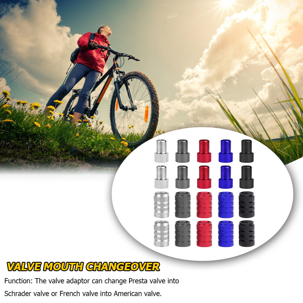 20pcs Pump Valve Adapter with Cap Bicycle Convert Presta to Schrader Valve