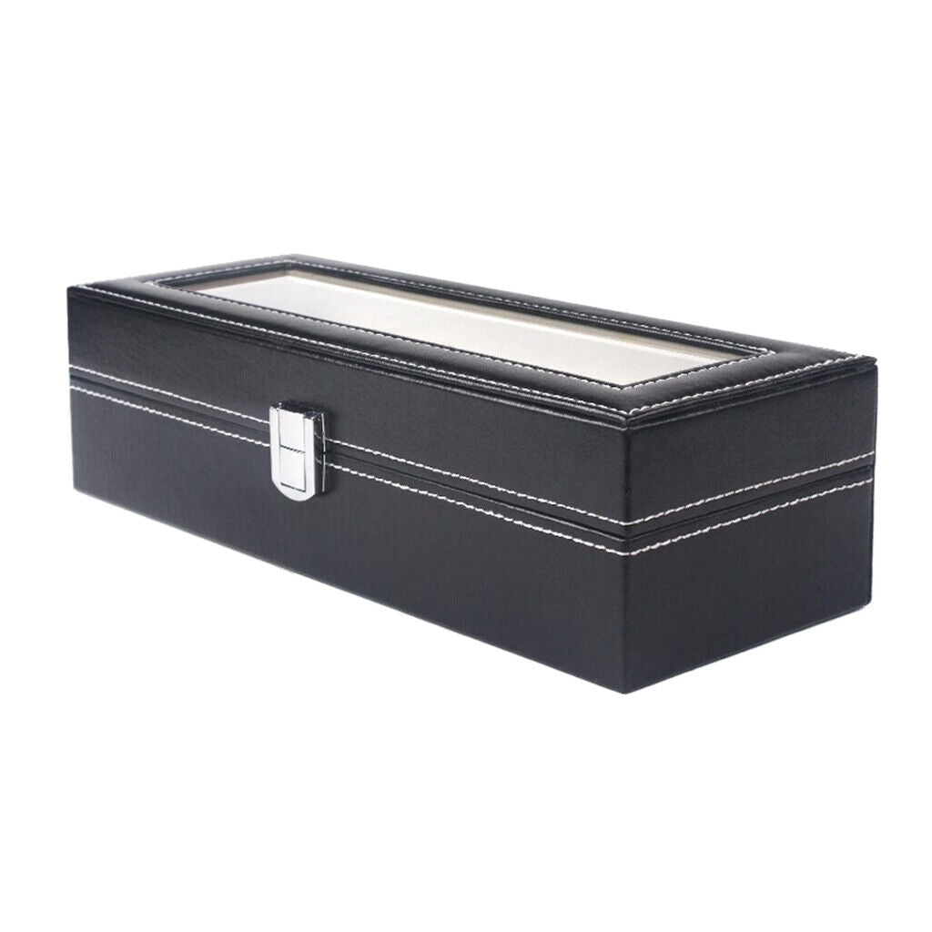 Luxury 6 Compartment Pu Leather Watches Box Jewelry Display Watch Showcase