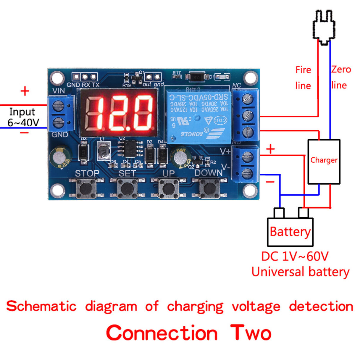 18650 Lithium Battery Charger Board with Over Charge Discharge Protection 6-40V