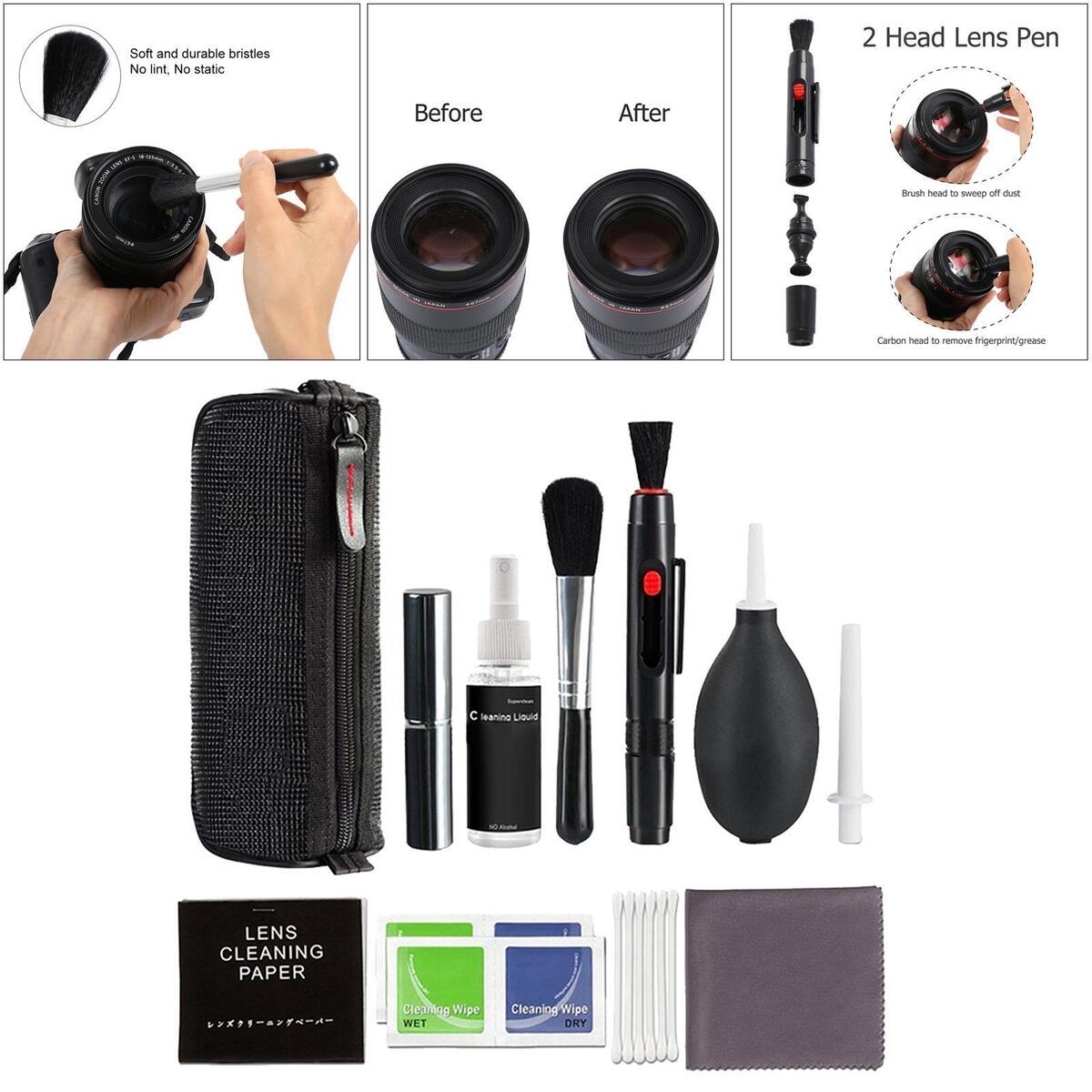 Loviver Camera Lens Cleaning Kit Camera Cleaner Pen Cleaning Fluid with Carry