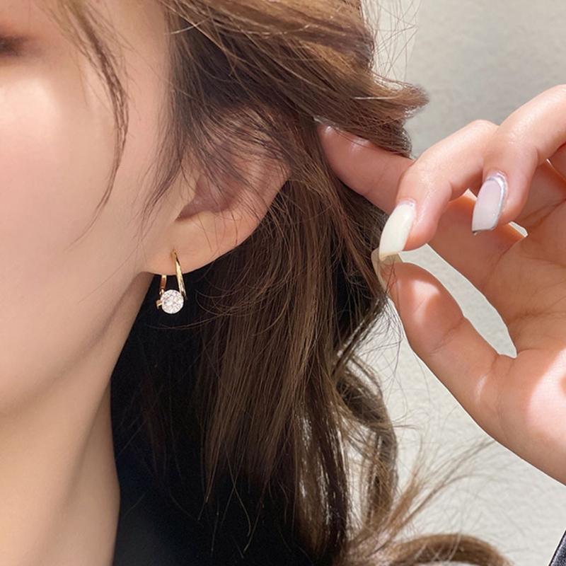 Female Jewelry Irregular Zircon Ear Buckle Elegant Zircon Crystal Earring Dangle