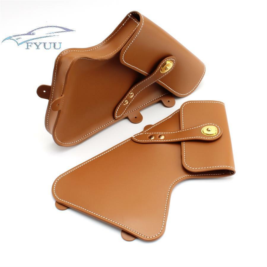 1 Pair Side Bag Brown PU Leather Motorcycle Storage Bag For BMW R Nine T 2014-Up