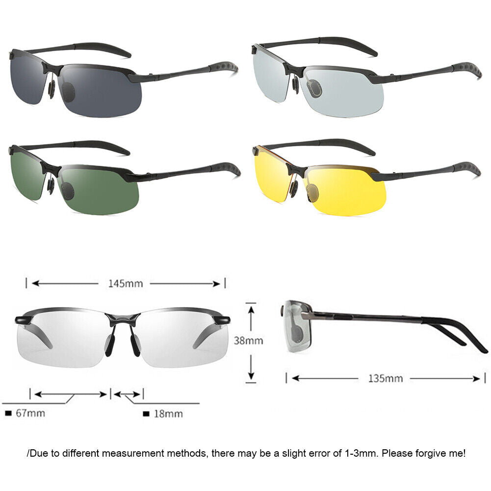 UV Protection Polarized Men Sports Photochromic Sunglasses (Yellow Lens)