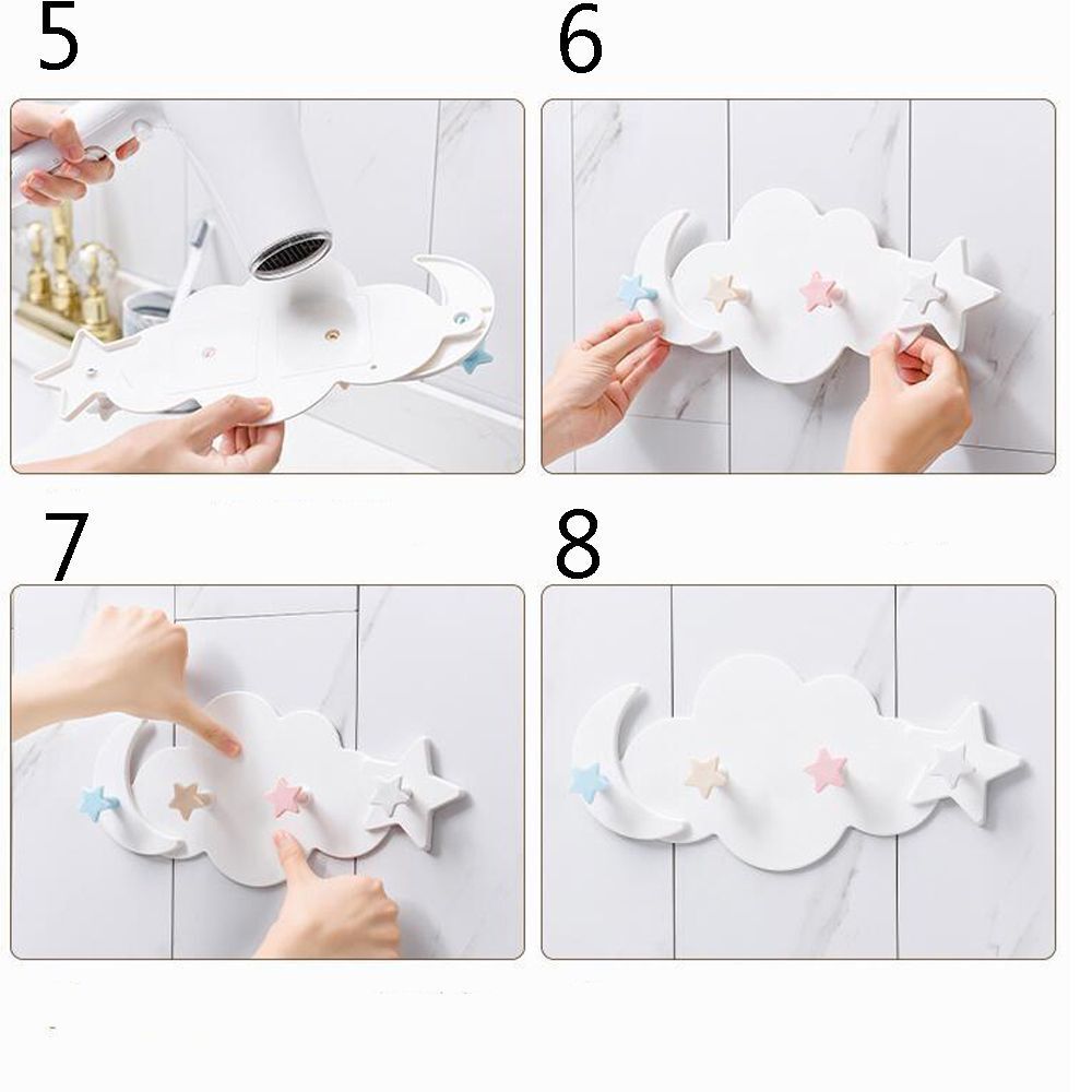 Clothes Hanging Hat Shelf Wall Rack Cloud Hooks Adhesive Hook Hanger Holder